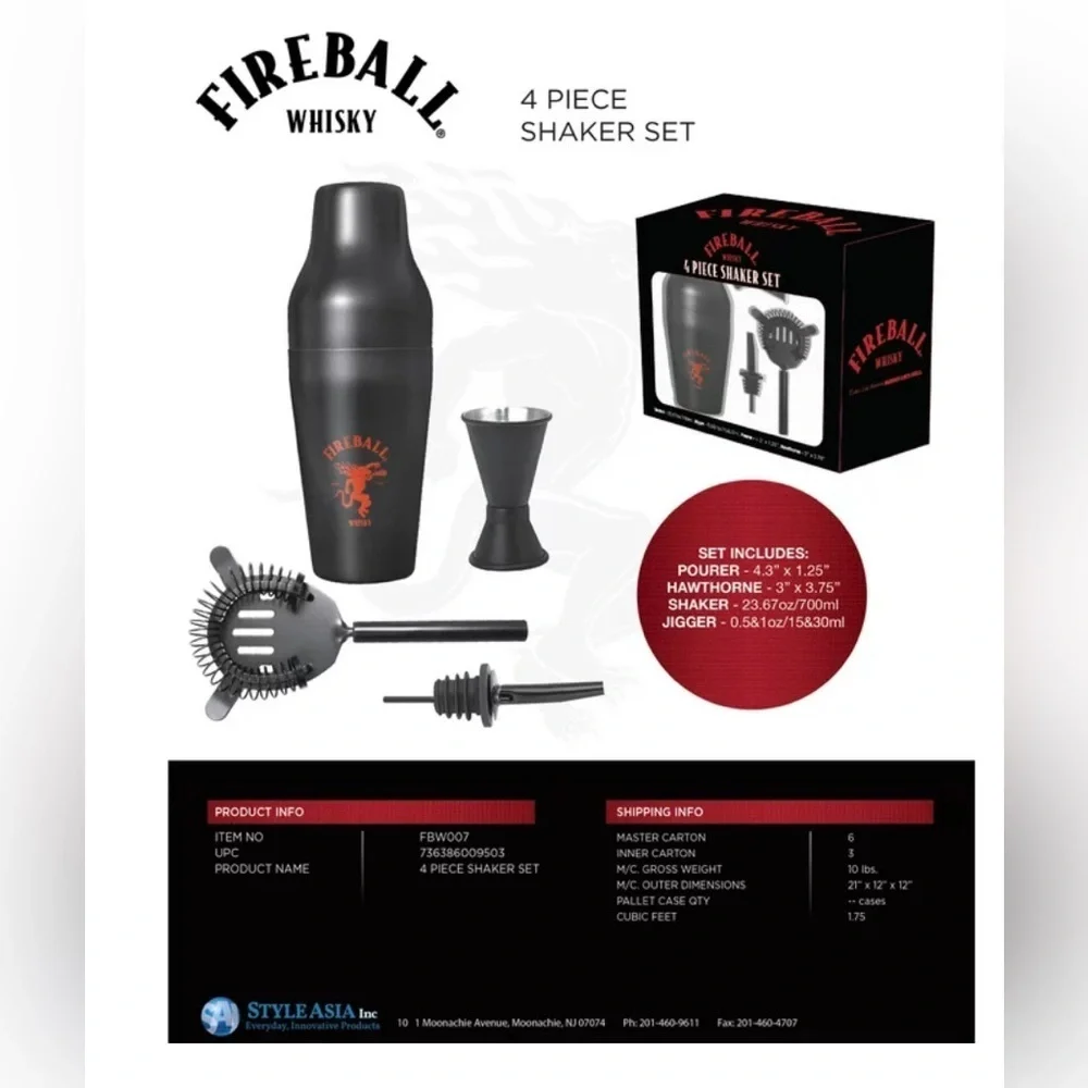 Fireball 4 piece shaker set bar essentials